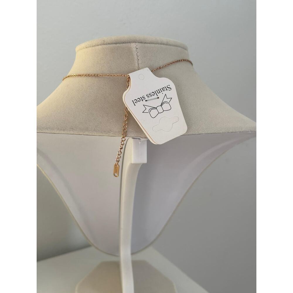 Red Pendant Necklace Gold Tone Stainless Steel Crystal Charm Elegant Gift - Picture 5 of 5